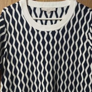 LOFT Black and White Geometric Sweater